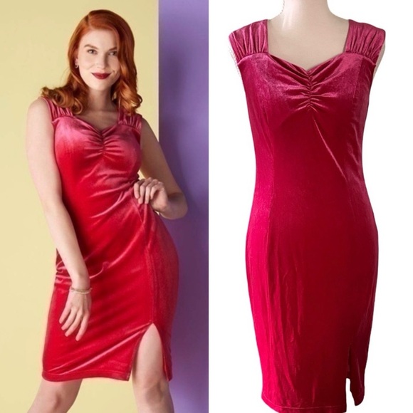 Disney Dresses & Skirts - Disney Jessica Rabbit Fuchsia Velvet Sleeveless Midi Dress Size XS